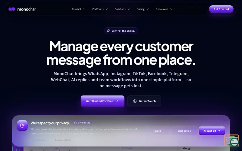 Screenshot of MonoChat for TikTok, a launch using D&B D-U-N-S Registered Seal