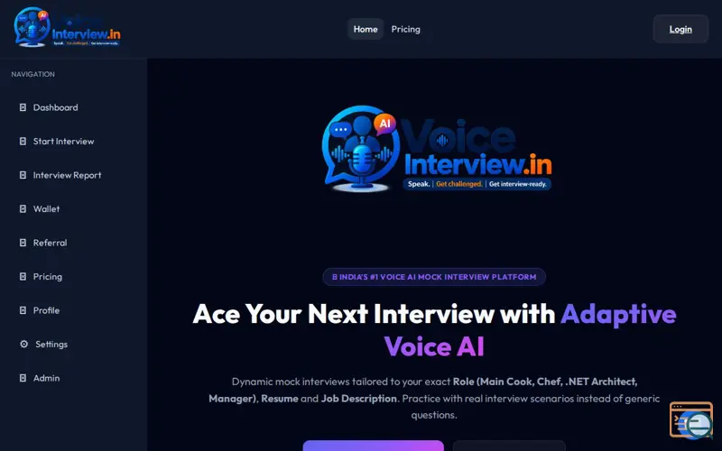 Screenshot of AI Interview OS – Enterprise Mock Interview Platform