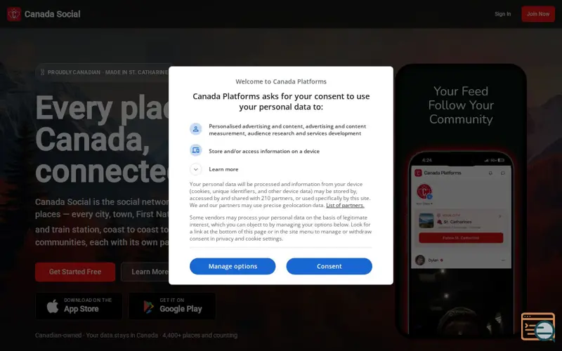 Screenshot of Canada Social