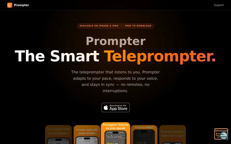 Screenshot of Prompter - The Smart Teleprompter, a launch using Whois.com