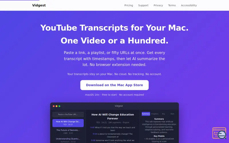 Screenshot of Vidgest