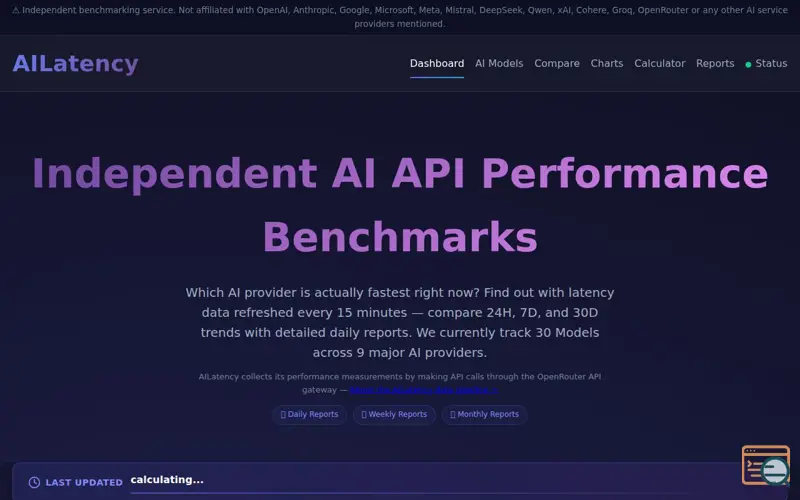 Screenshot of AILatency, a launch using IaasDNS