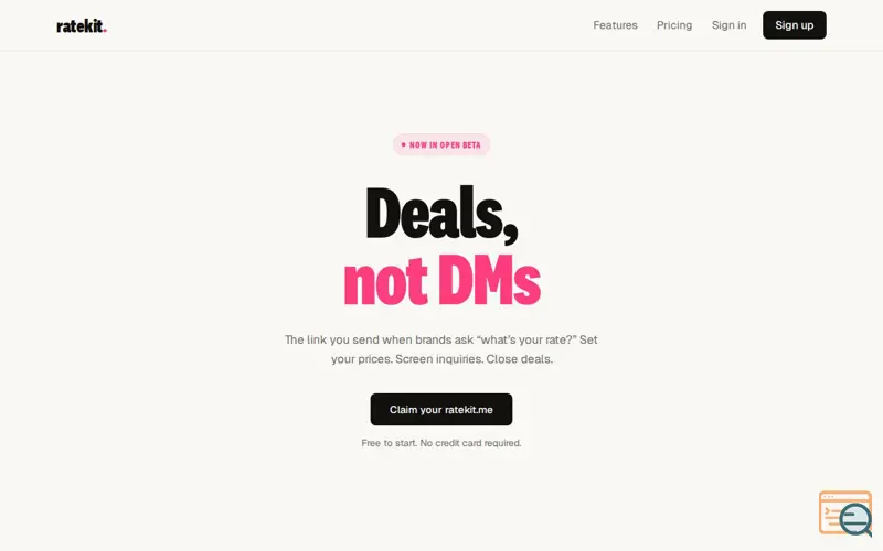Screenshot of Ratekit — Deals, not DMs