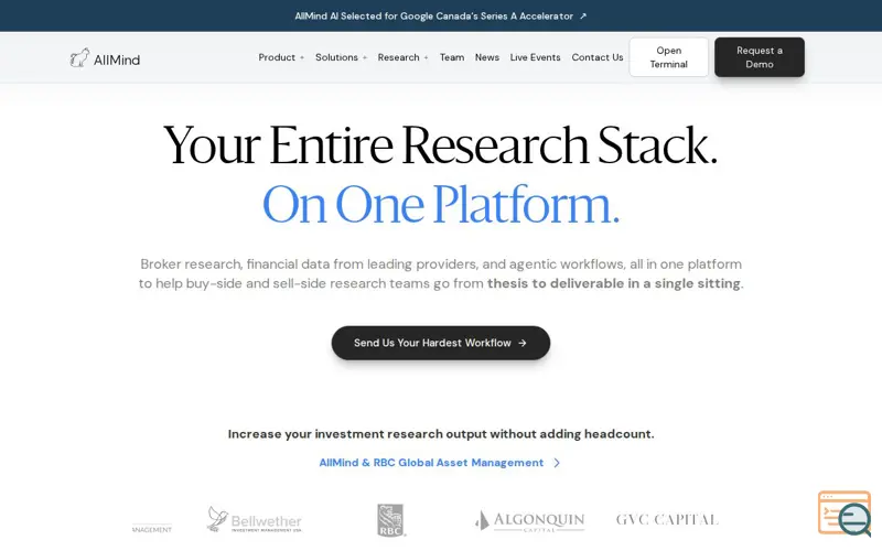 Screenshot of AllMind AI, a launch using Stytch