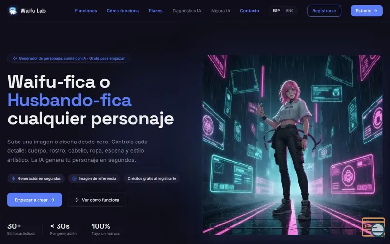 Screenshot of Waifu Lab, a launch using Neubox