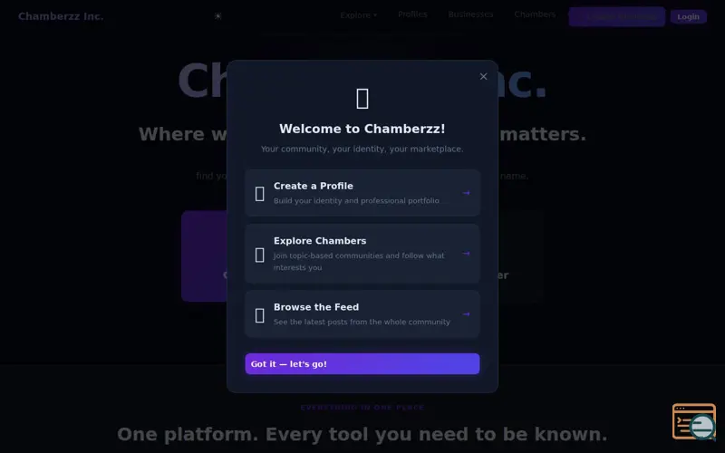 Screenshot of Chamberzz Inc. 