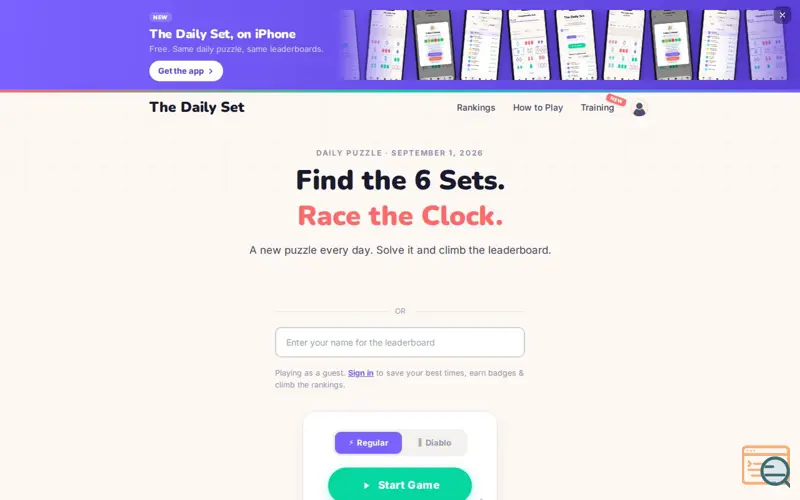 Screenshot of The Daily Set