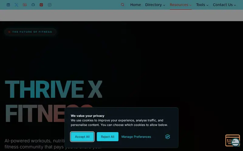 Screenshot of Thrive X Fitness