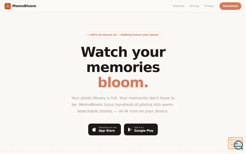 Screenshot of MemoBloom — Watch Your Memories Bloom