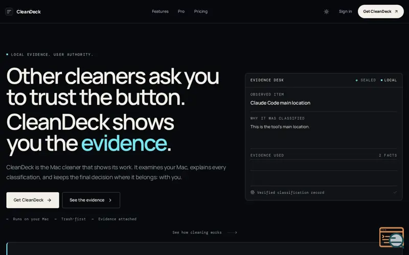 Screenshot of CleanDeck — The Mac cleaner that shows its work, a launch using Wouter