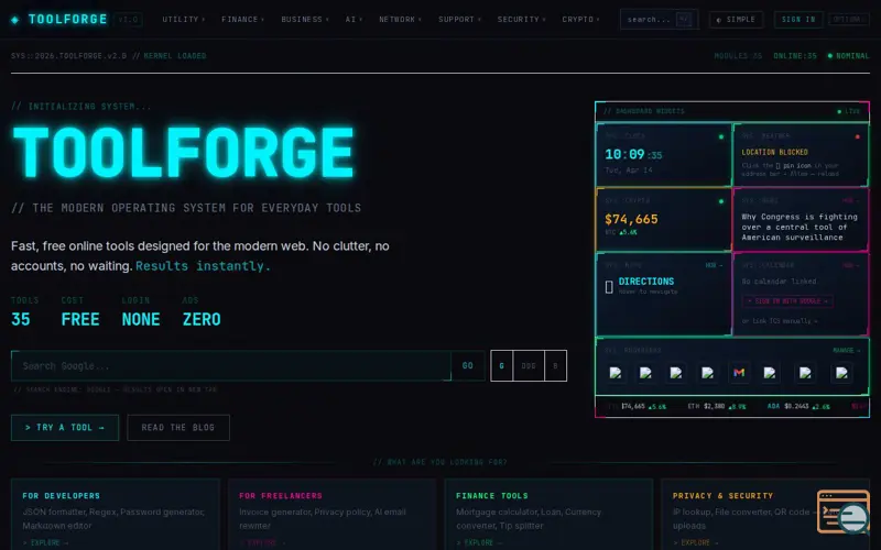 Screenshot of ToolForge