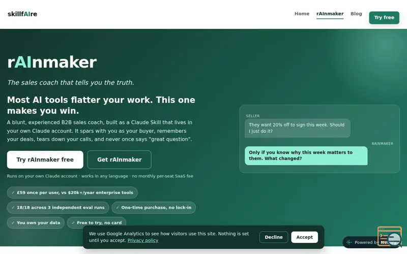 Screenshot of rAInmaker