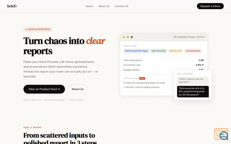 Screenshot of Briefr