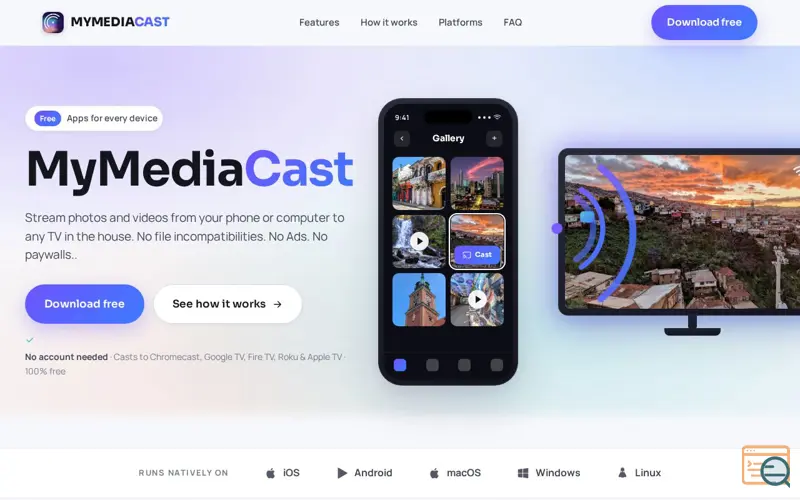 Screenshot of MyMediaCast