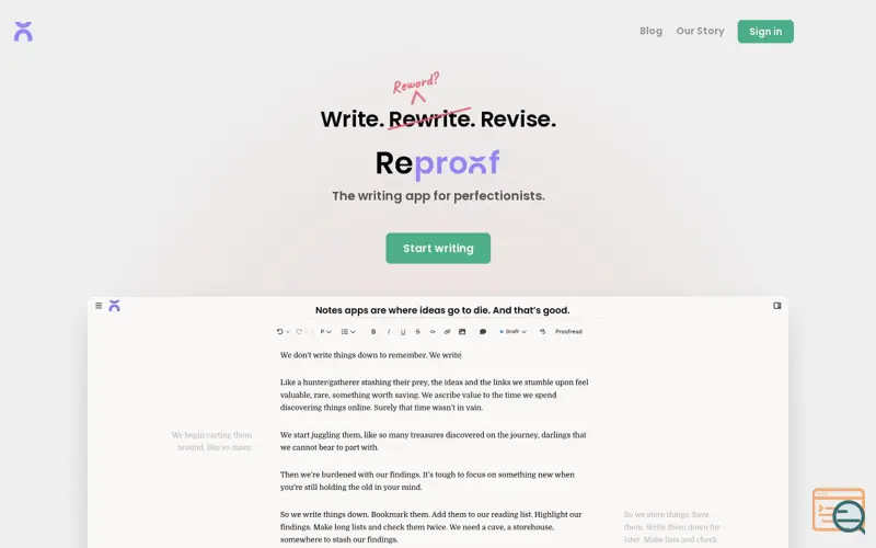 Screenshot of Reproof