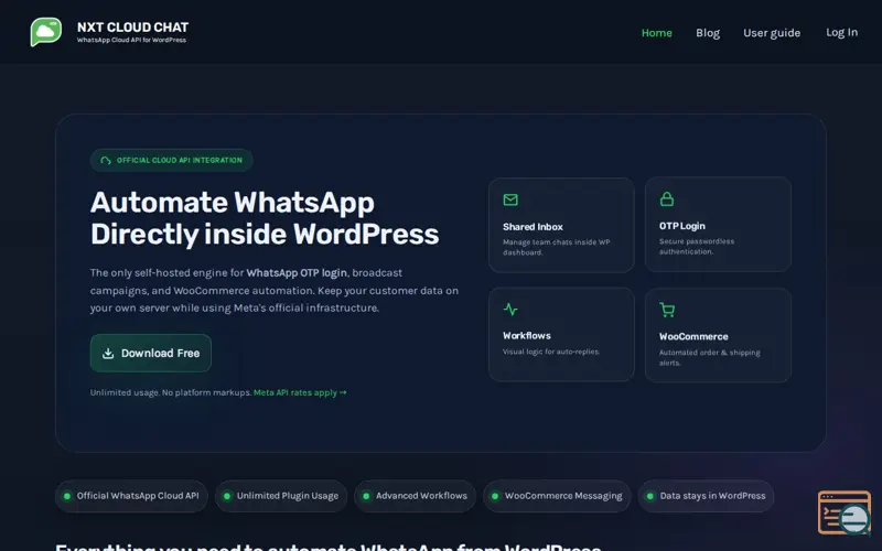 Screenshot of NXT Cloud Chat for WordPress