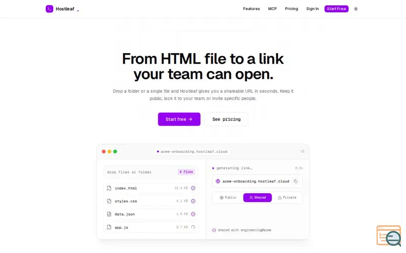 Screenshot of Hostleaf