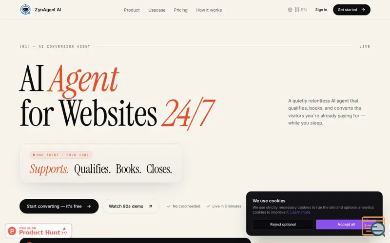 Screenshot of ZynAgent AI