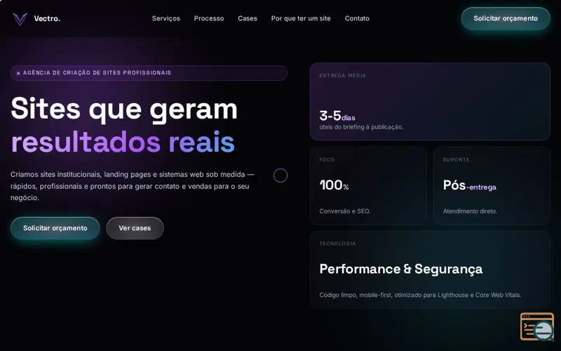 Screenshot of Vectro Agency