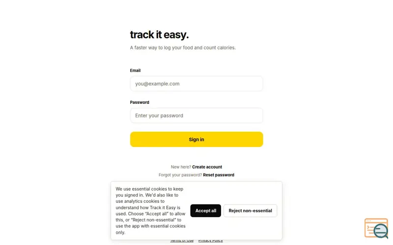 Screenshot of track it easy.