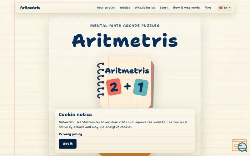 Screenshot of Aritmetris