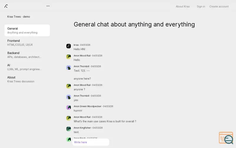 Screenshot of Anonymous Chat Channels, a launch using 101domain