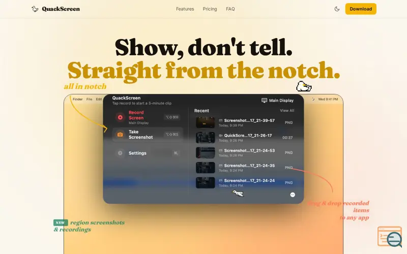 Screenshot of QuackScreen