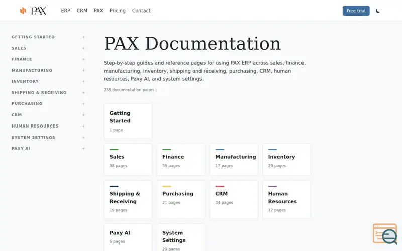 Screenshot of Paxerp