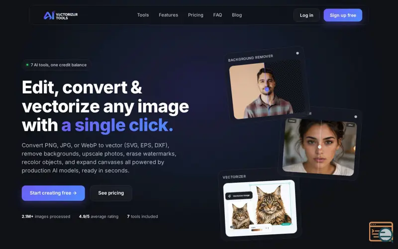 Screenshot of AI Vectorizer Convert Images to Vector & Edit with AI