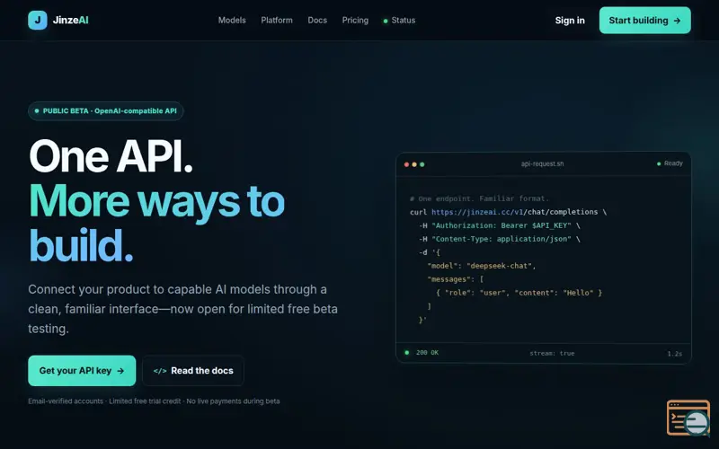 Screenshot of JinzeAI