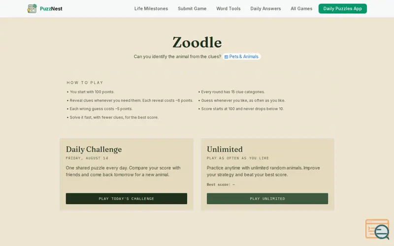 Screenshot of Zoodle | PuzzNest