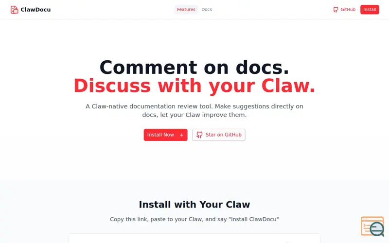 Screenshot of ClawDocu