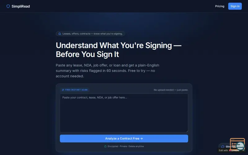 Screenshot of SimpliRead