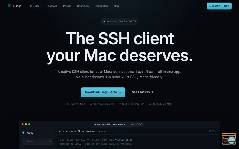 Screenshot of Sshly — SSH, made friendly.