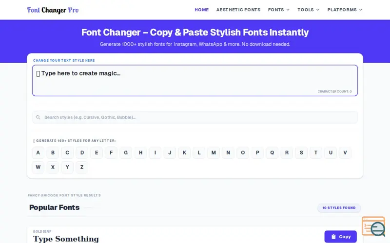 Screenshot of Font Changer Pro