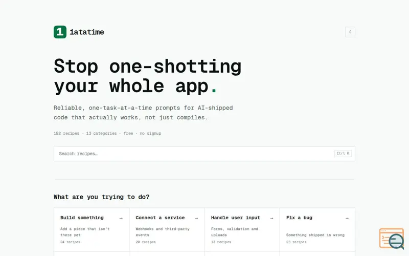 Screenshot of 1atatime — Better Prompts, One at a Time