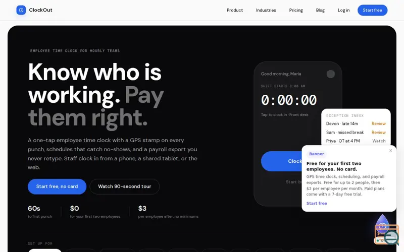 Screenshot of ClockOut