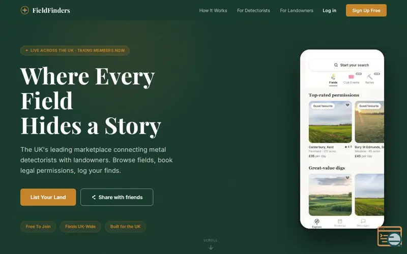 Screenshot of FieldFinders