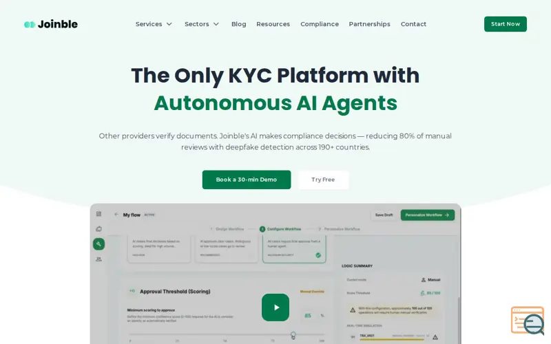 Screenshot of Joinble AI KYC & Deepfake Detection