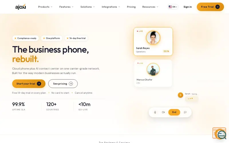 Screenshot of Ajoxi, a launch using Chatwoot