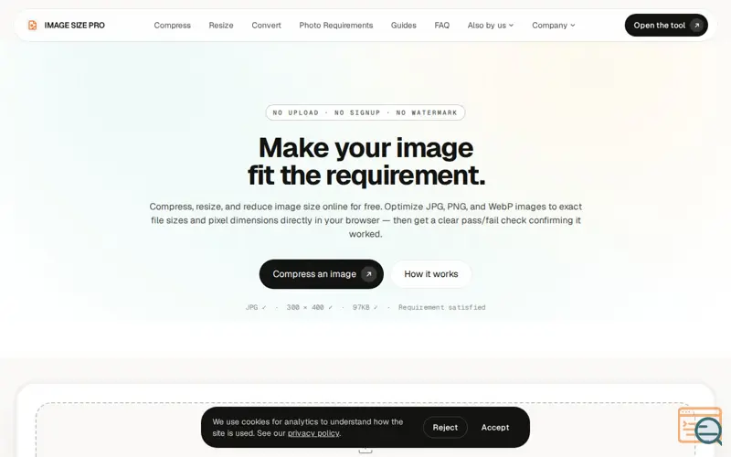 Screenshot of IMAGE SIZE PRO
