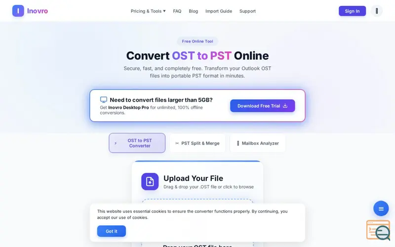 Screenshot of Inovro OST to PST Converter