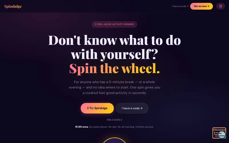 Screenshot of Spindulge