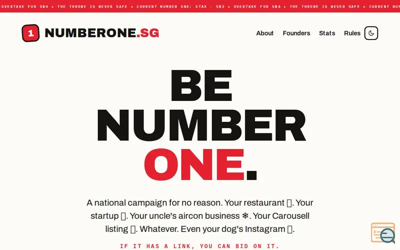 Screenshot of numberone.sg