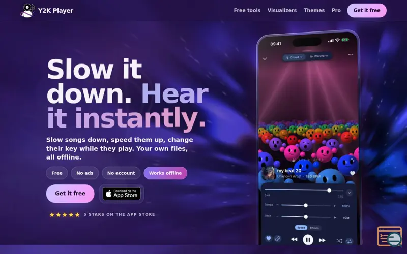 Screenshot of Y2K Player — Nightcore, Slowed + Reverb & Live Music Visualizer for iPhone