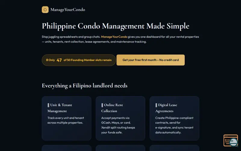 Screenshot of ManageYourCondo