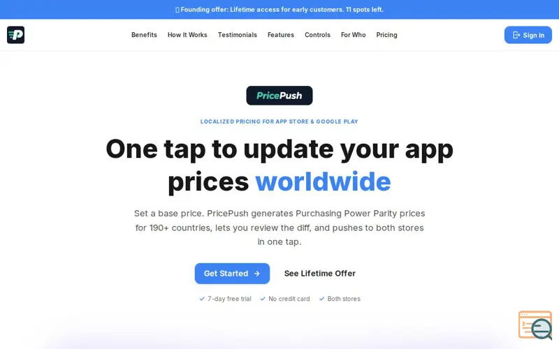 Screenshot of PricePush
