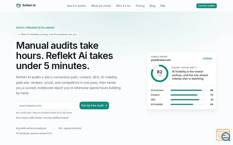 Screenshot of Reflekt: Conversion, Content, SEO & AI Visibility Audit