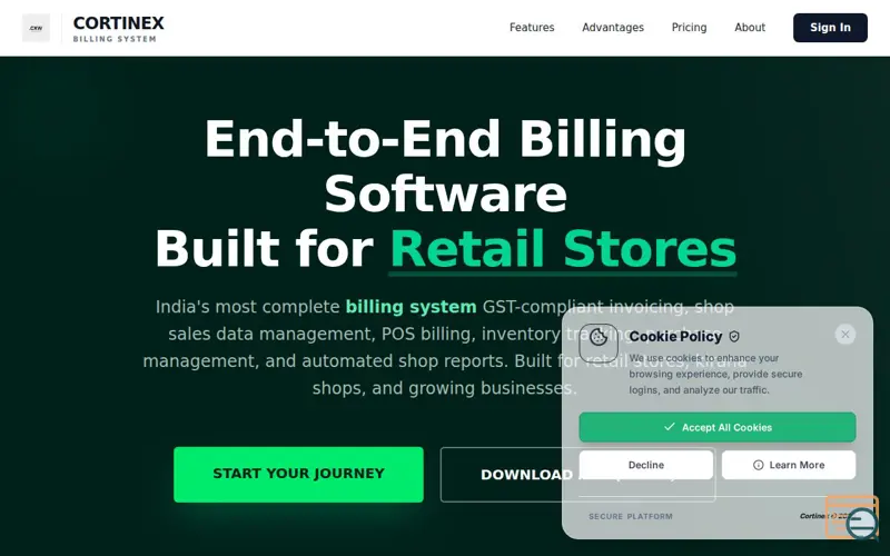 Screenshot of Cortinex Billing System