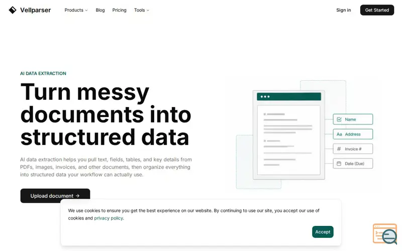 Screenshot of Vellparser